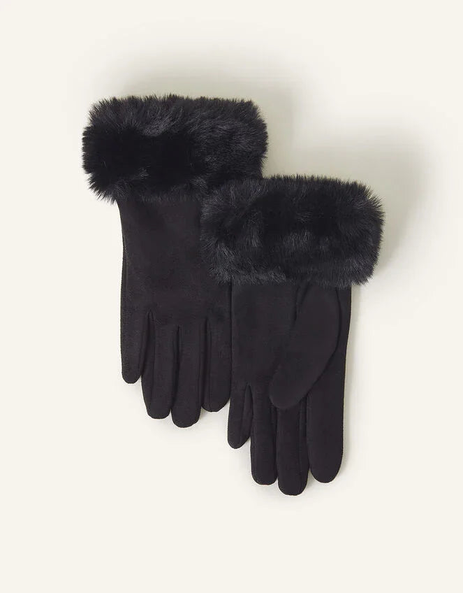 Luxurious Fox Fur Velvet Trimmed Gloves - Maa Sadqay