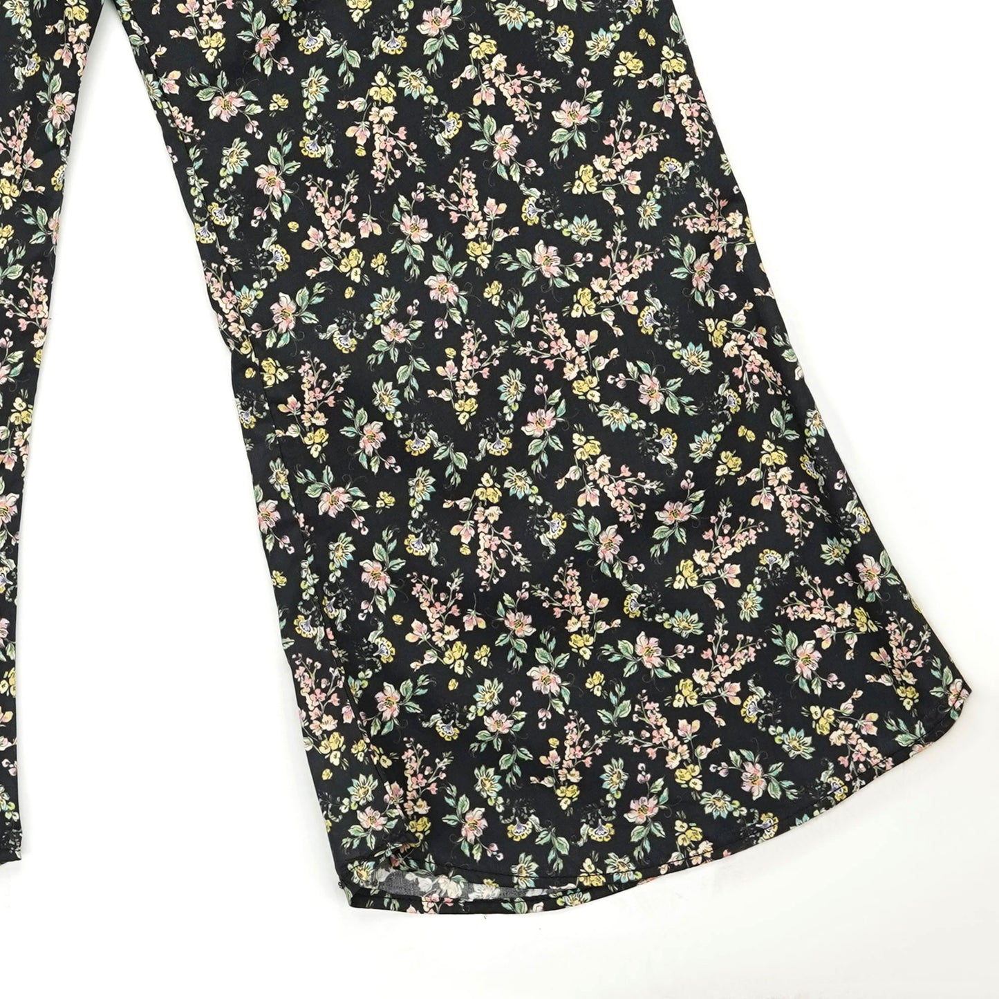 Black with Mini Flowers crop-top with Bell Bottom -CT145