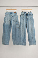 Unisex Light Wash Wide-Leg Jeans DJ1
