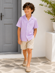 Boys Striped Relaxed Fit Cotton Shirt -BCS151