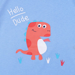 Kids Cotton T-Shirt & Shorts Set |Hello Dude -Blue -CS1110
