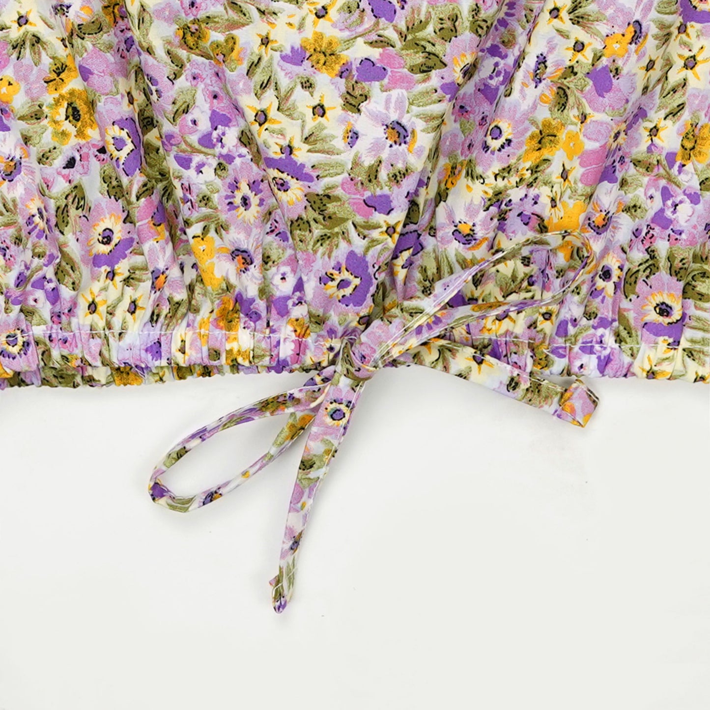 Purple with Yellow Flowers crop-top with Bell Bottom -CT146