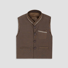 Boys Waistcoat thread-work Choco Lava -WC16
