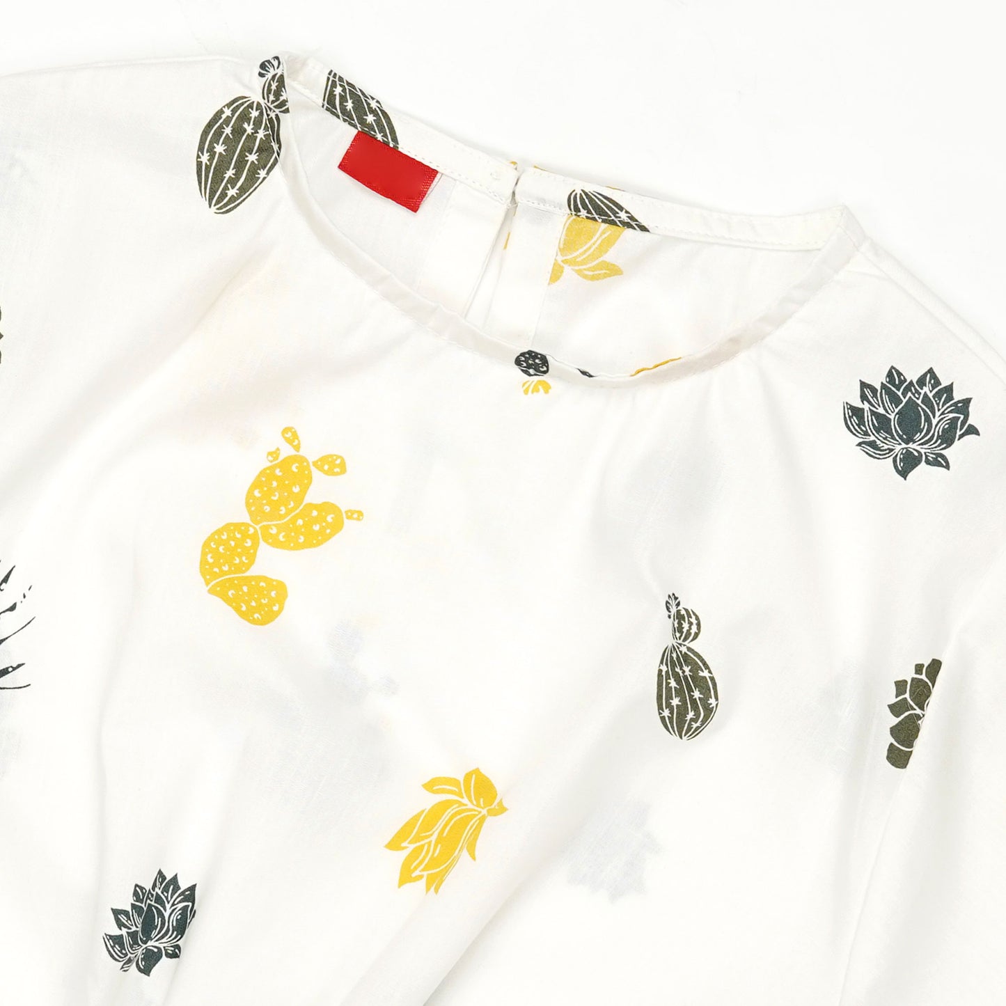White Cactus crop-top with Bell Bottom -CT141