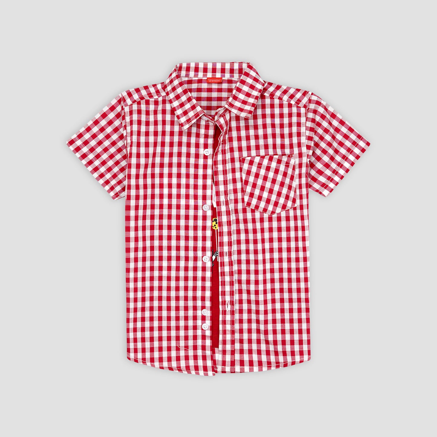 Red Checkered Double Shirt -Red Inner -DS114