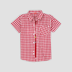Red Checkered Double Shirt -Red Inner -DS114 - Maa Sadqay
