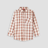 Soft brown Checkered Full Sleeves Casual shirt -BCS04 - Maa Sadqay