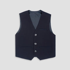Boys Waistcoat V-Neck -Navy -WC12 - Maa Sadqay