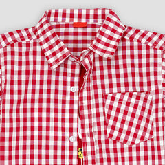 Red Checkered Double Shirt -Red Inner -DS114 - Maa Sadqay