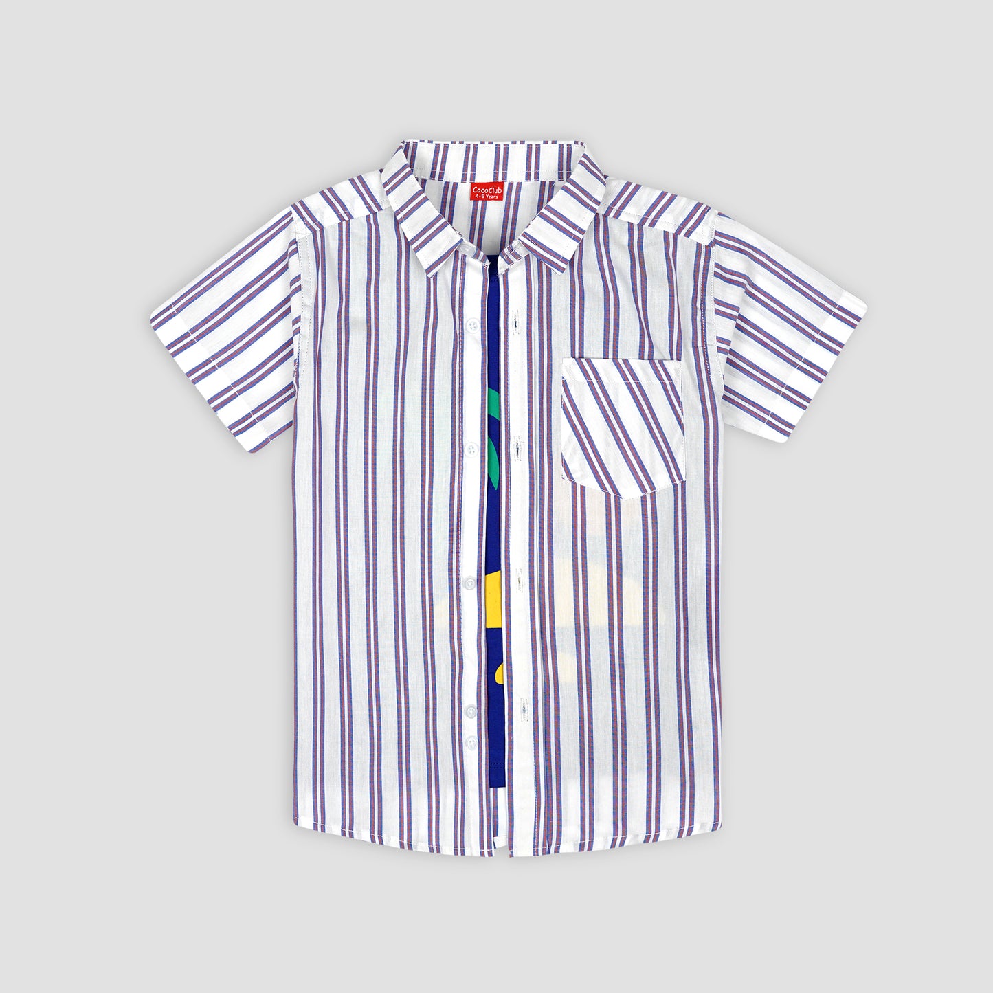 White Striped Double Shirt -Blue Inner -DS112