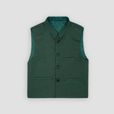 Boys Waistcoat Textured Bottle Green -WC13