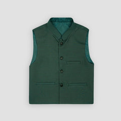 Boys Waistcoat Textured Bottle Green -WC13
