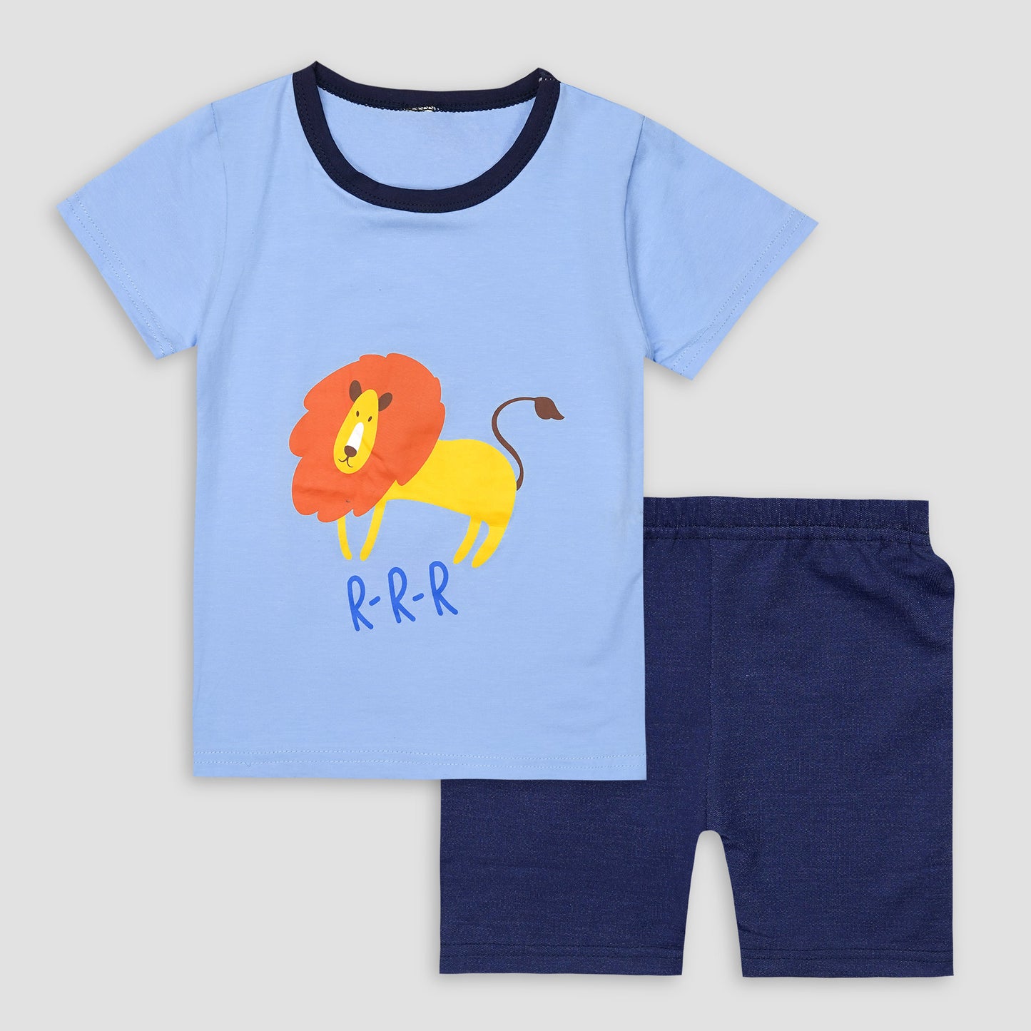 Kids Cotton T-Shirt & Shorts Set |RRR Lion -Blue -CS1118