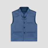 Boys Waistcoat Self Electric Blue -WC06