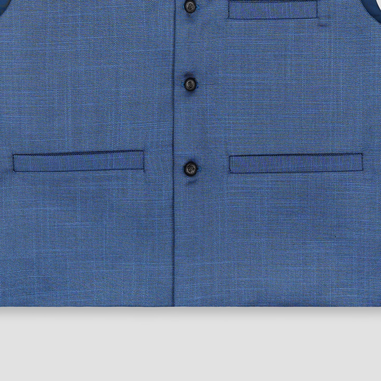 Boys Waistcoat Self Electric Blue -WC06