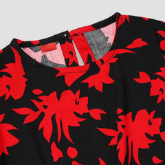 Black & Red -Crop-top with Bell Bottom -CT161 - Maa Sadqay