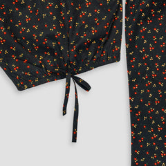Printed Black-Crop-top with Bell Bottom -CT153