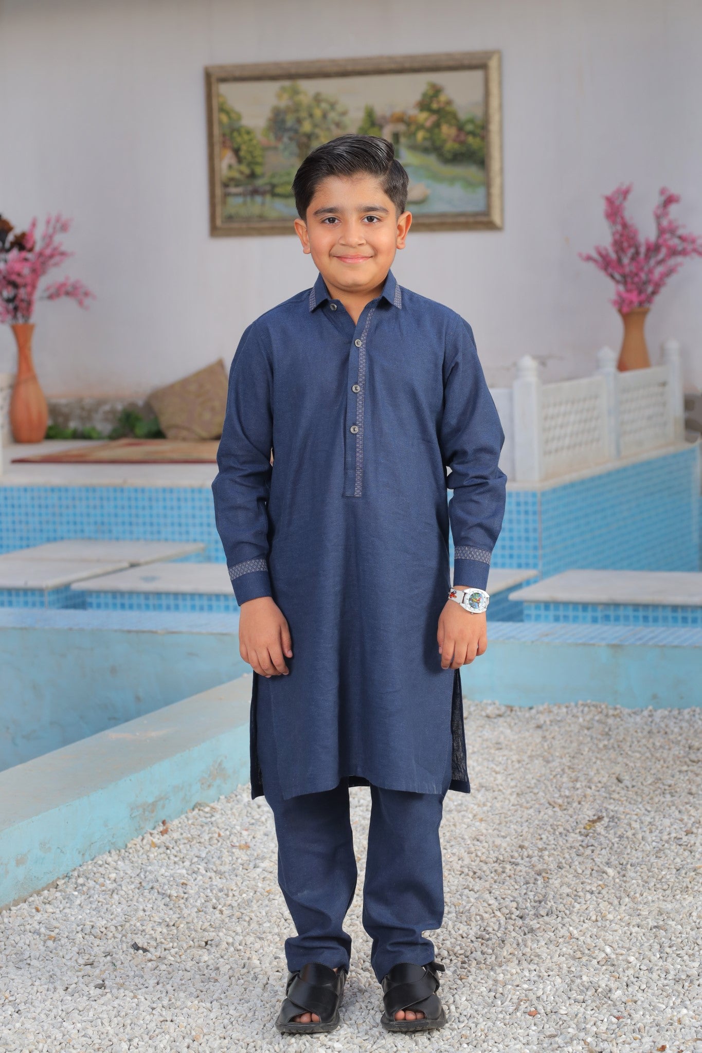 Classic Navy Kurta Trouser Set