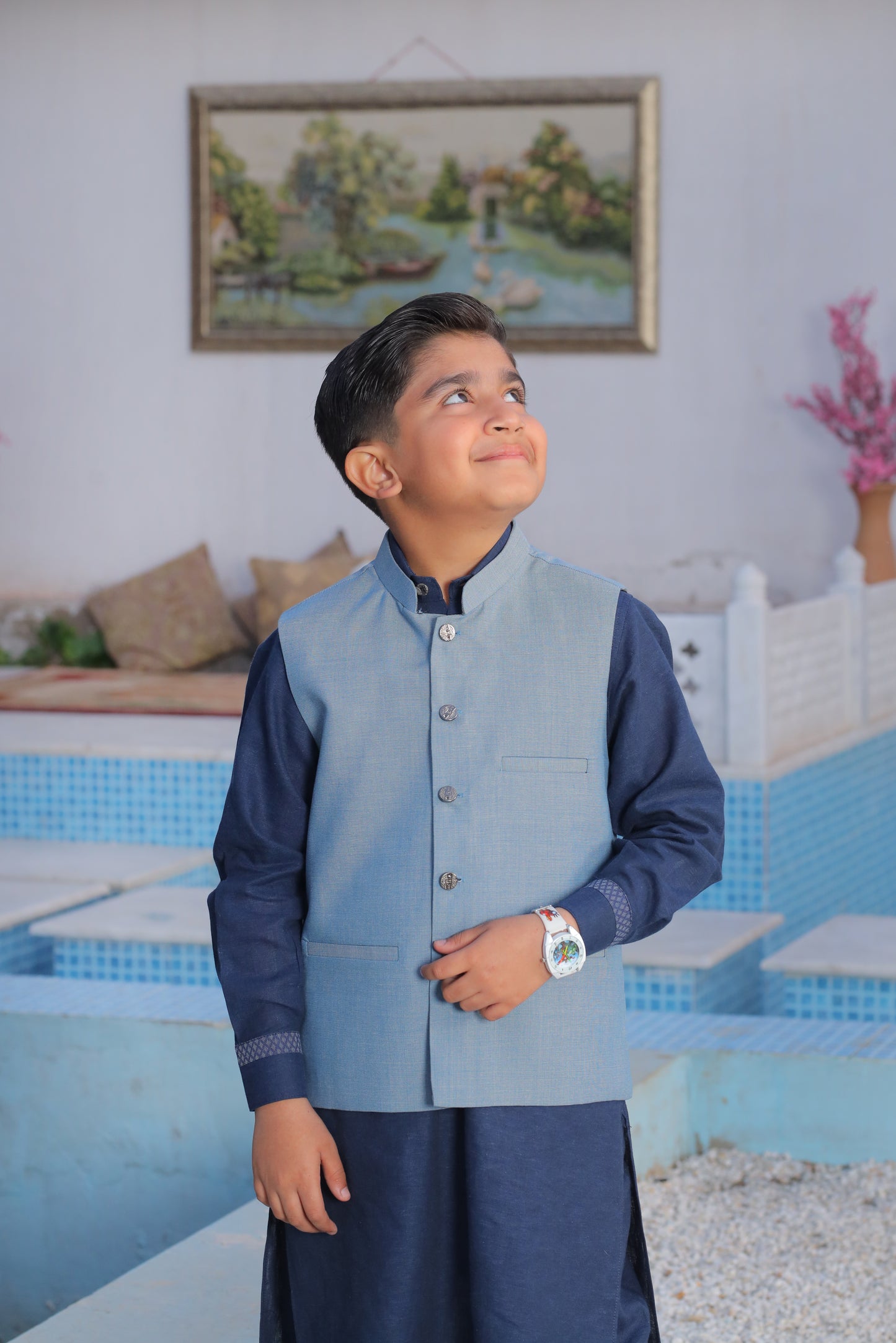 Classic Navy Kurta Trouser Set