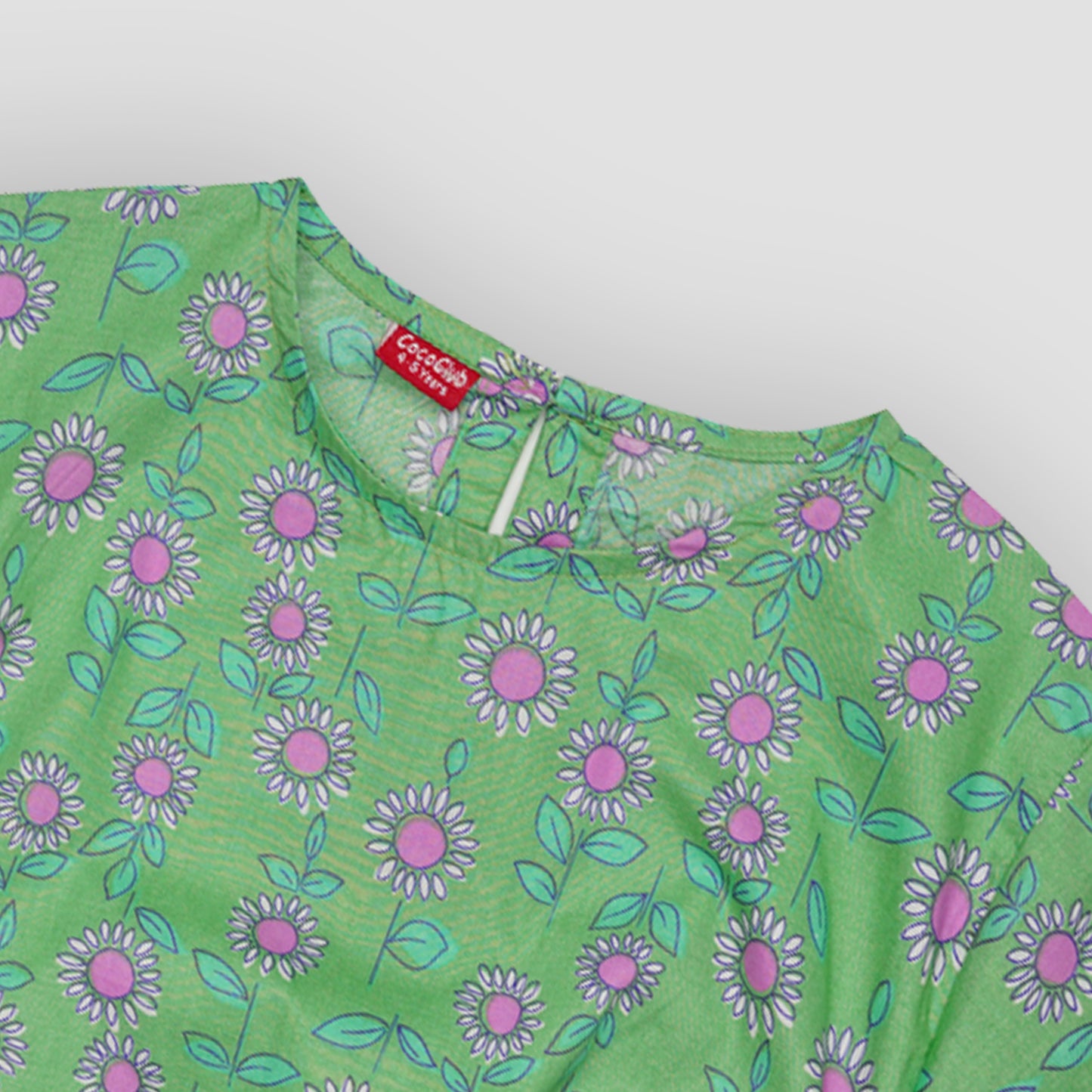 Green with Pink Flowers crop-top with Bell Bottom -CT133