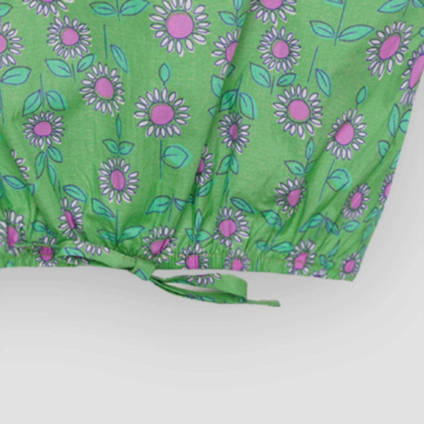 Green with Pink Flowers crop-top with Bell Bottom -CT133