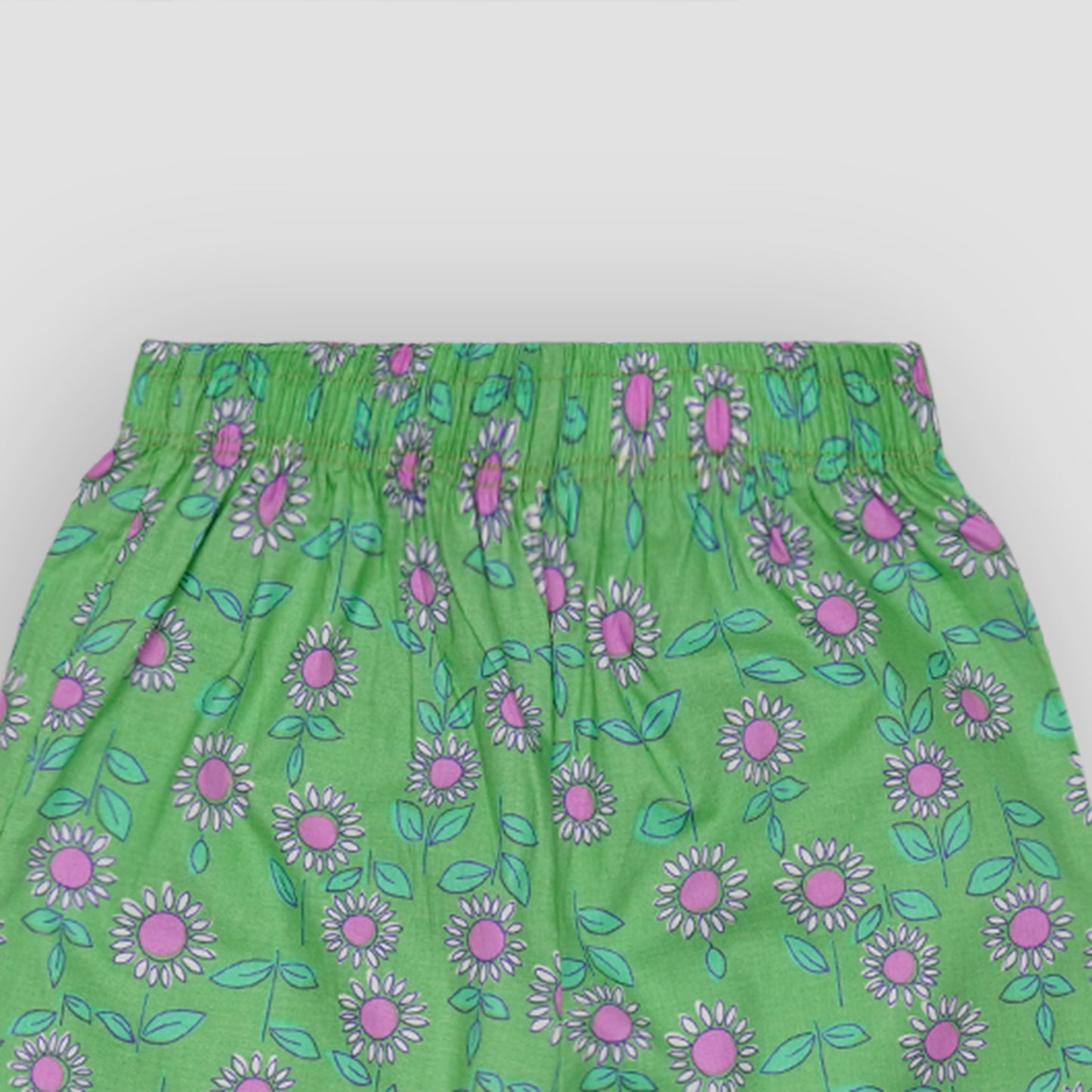 Green with Pink Flowers crop-top with Bell Bottom -CT133