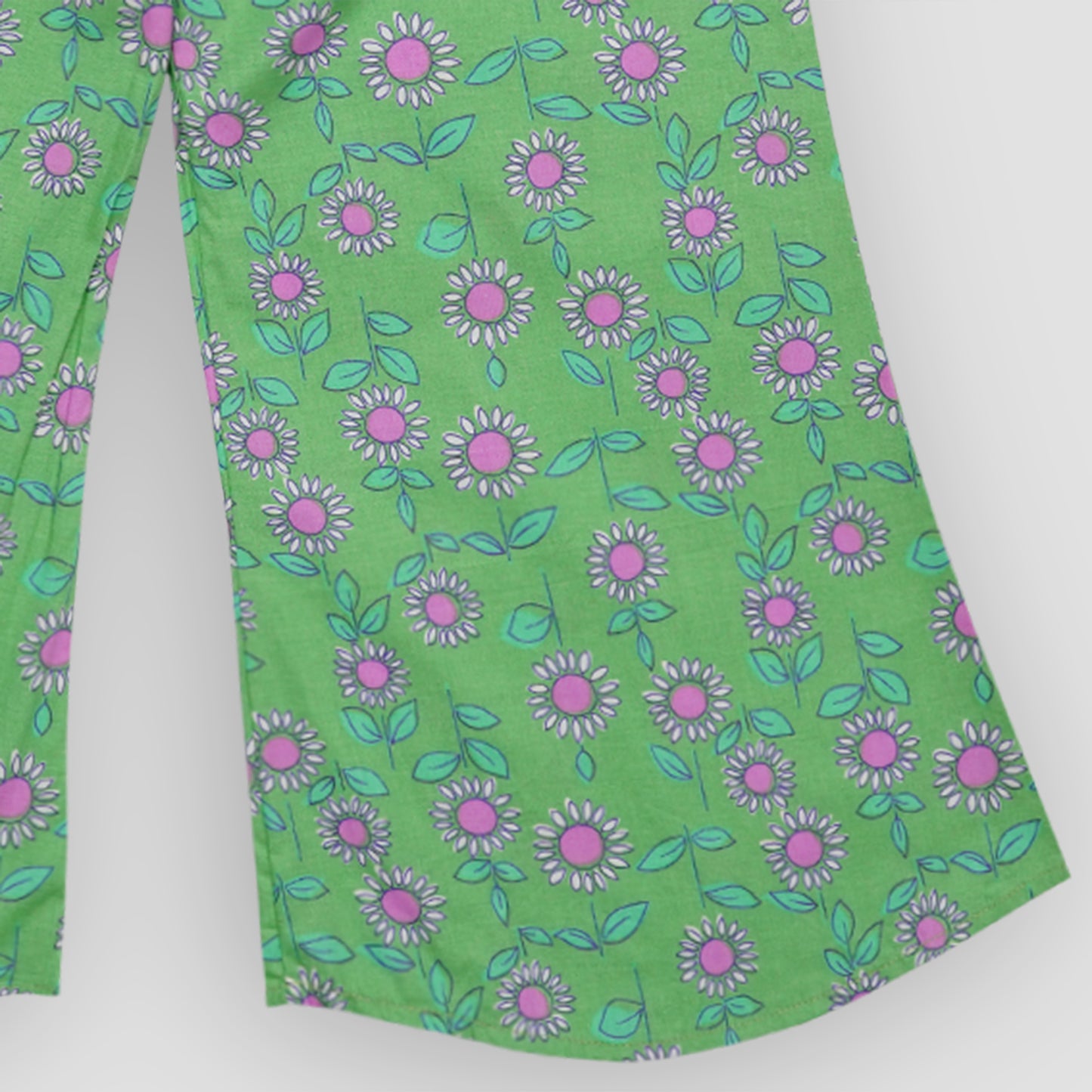 Green with Pink Flowers crop-top with Bell Bottom -CT133