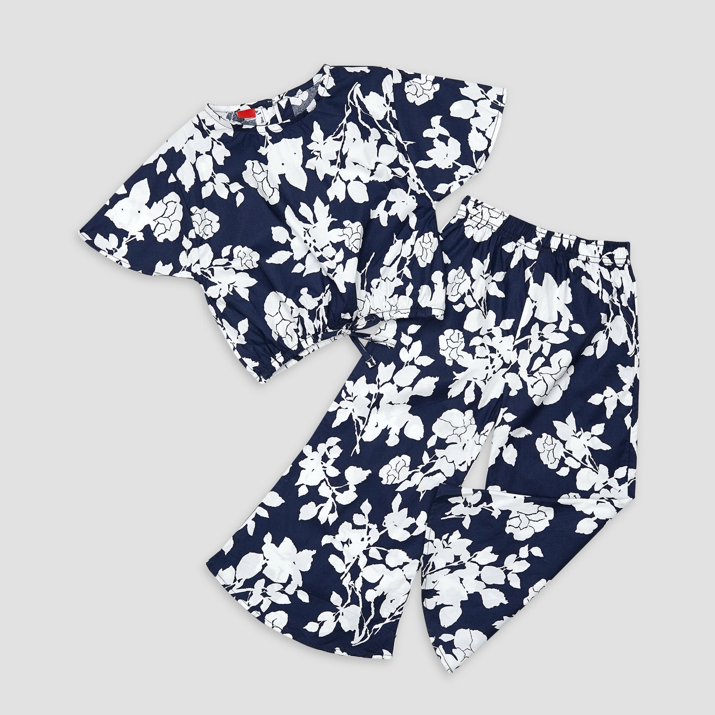 Black & White Floral crop-top with Bell Bottom -CT137