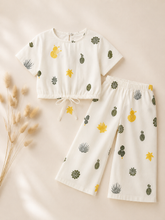 White Cactus crop-top with Bell Bottom -CT141