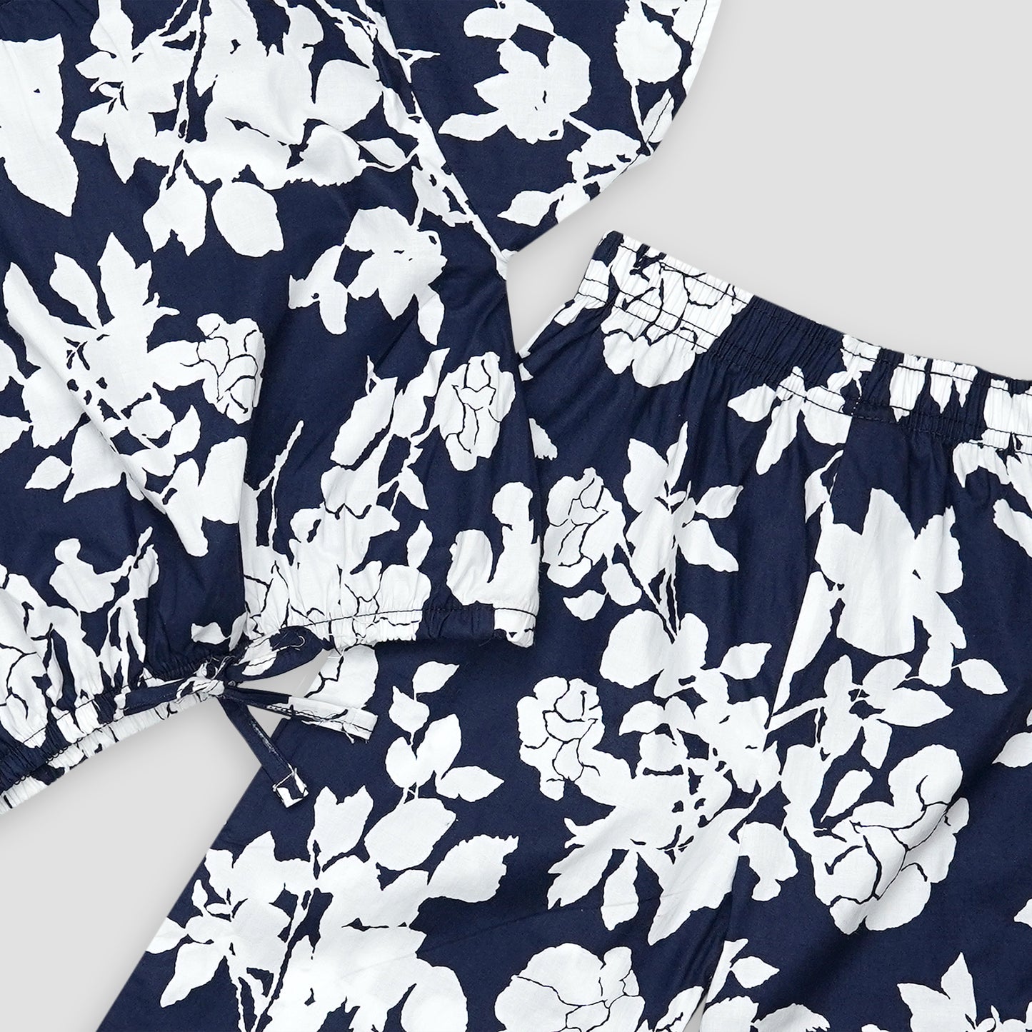 Black & White Floral crop-top with Bell Bottom -CT137