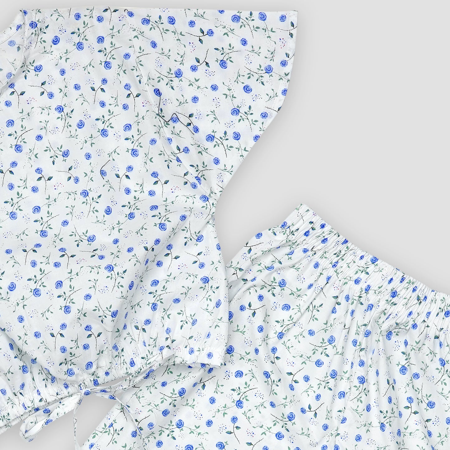 White lavender crop-top with Bell Bottom -CT140