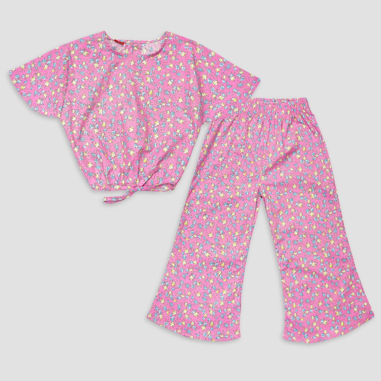 Pinky Petals-Crop-top with Bell Bottom -CT150