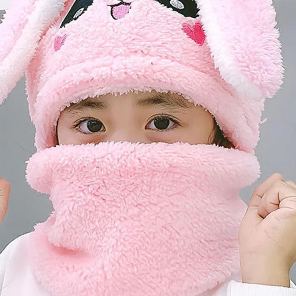BC113 - Warm Plush Bunny Cap with neck Warmer - Free size - Maa Sadqay