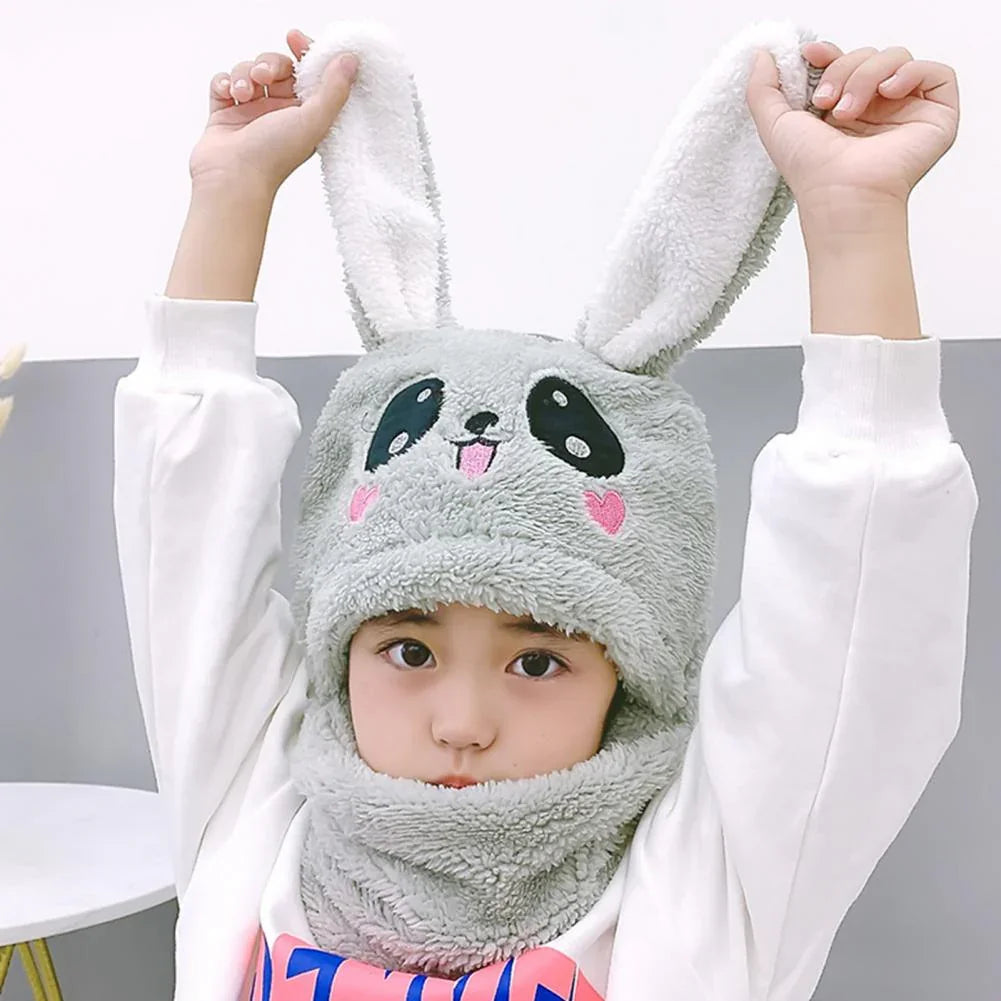 BC113 - Warm Plush Bunny Cap with neck Warmer - Free size - Maa Sadqay