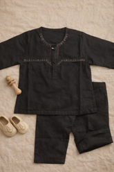 Infants/Toddlers Premium Cotton Kurta Pajama Set - Black