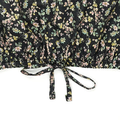 Black with Mini Flowers crop-top with Bell Bottom -CT145