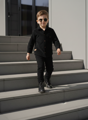 Corduroy Co-ord set for boys- Black cc1