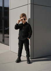 Corduroy Co-ord set for boys- Black cc1