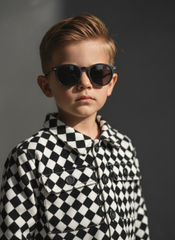 Corduroy Co-ord set for boys- checkboard Black cc10