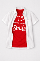 White Double Shirt - Smile -DS110