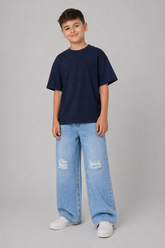 Boys Ripped Wide Leg Straight Jeans. DJ4