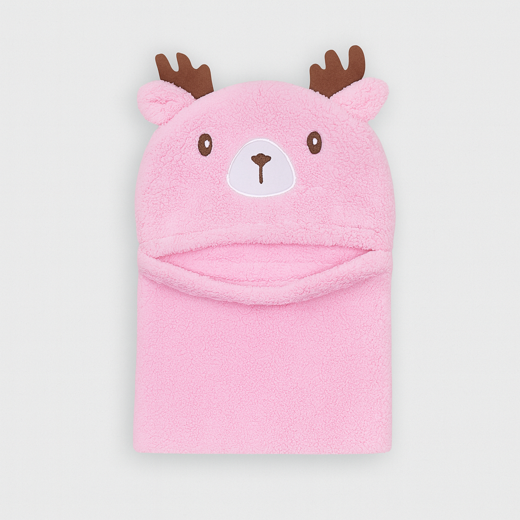 BC115 - Warm Plush Deer Cap with neck Warmer - Free size