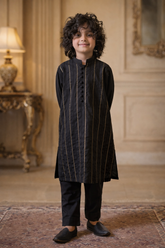 All over Embroidered Kurta With Trouser - Charcoal - Maa Sadqay