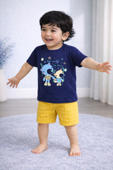 Kids Cotton T-Shirt & Shorts Set |Look at the Sears -Blue CS1115