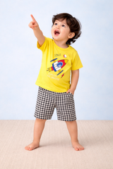 Kids Cotton T-Shirt & Shorts Set |Space -Yellow -CS1121