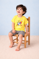 Kids Cotton T-Shirt & Shorts Set |Space -Yellow -CS1121