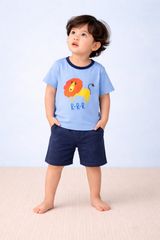 Kids Cotton T-Shirt & Shorts Set |RRR Lion -Blue -CS1118