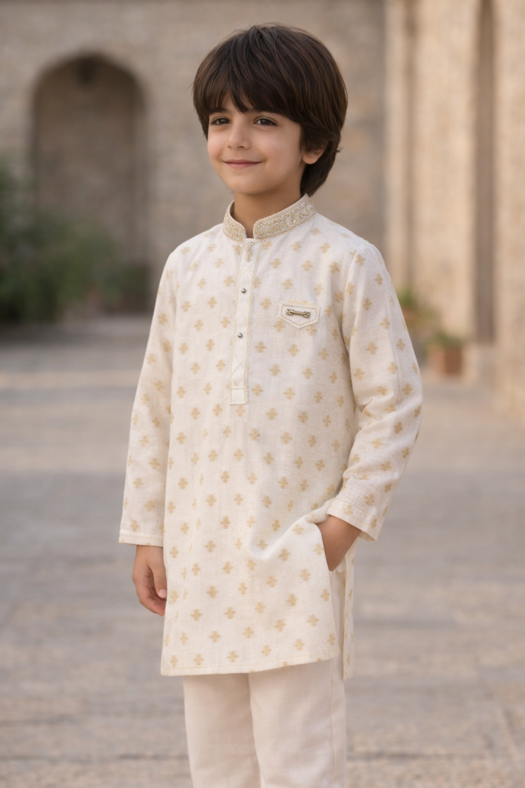 Premium Al karam Cotton jacquard Kurta Pajama Suit For Boys - Art 1626 - Maa Sadqay