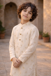 Boys Premium Embroidered Kurta Pajama - Art 181 CREAM