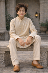 Premium Al karam Cotton jacquard Kurta Pajama SEt For Boys - Art 2104